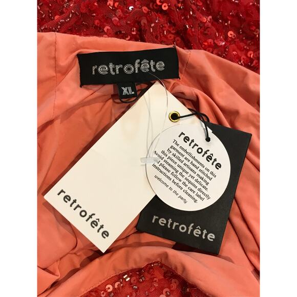 Retrofete Mich Mini Dress in Peach Coral XL - Picture 6 of 7